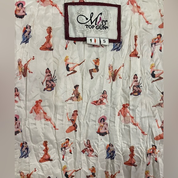 Miss Top Gun leather bomber jacket size small - Picture 5 of 5